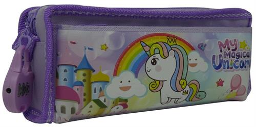 Brainware Fabric 2 Pocket 20cm Pencil Bag Purple
