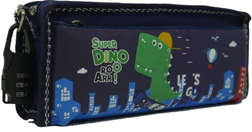 Brainware Fabric 2 Pocket 20cm Pencil Bag Navy